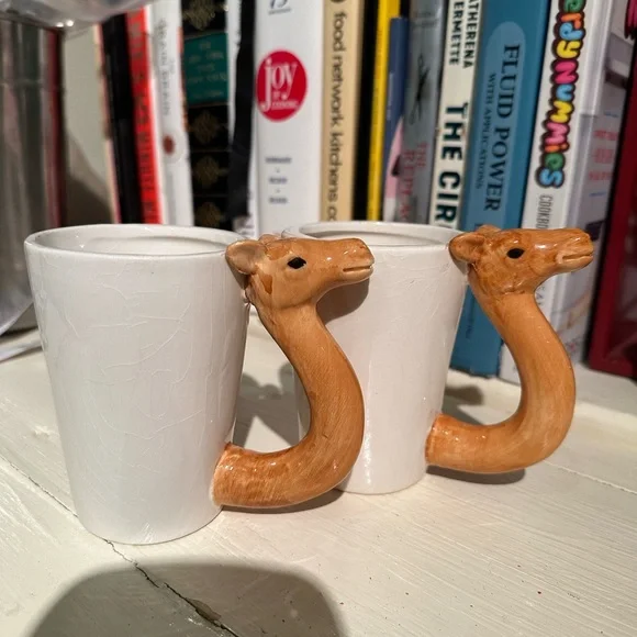 Source Unknown White Ceramic Mugs with Camel Handle - Set of 2 - Picture 2 of 5